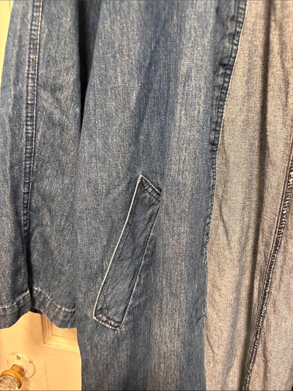 Vintage Long Blue Denim Duster Trench Coat Medium - Picture 4 of 10